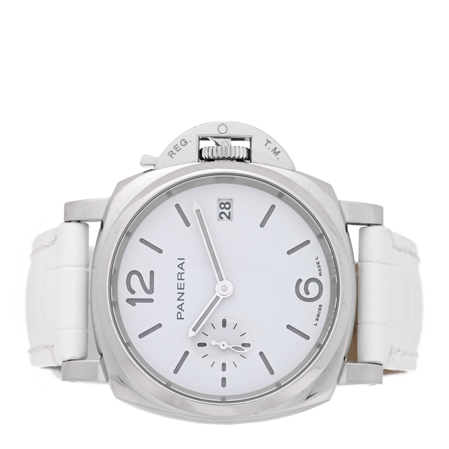 Stainless Steel Alligator 38mm Luminor Due Luna Rossa Automatic Watch White PAM01306