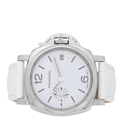 Stainless Steel Alligator 38mm Luminor Due Luna Rossa Automatic Watch White PAM01306