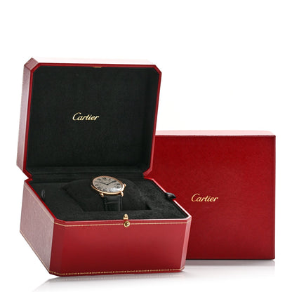 18K Pink Gold Alligator 36mm Ronde Louis Manual Winding Watch Black