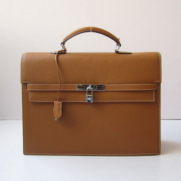 Luxury Hermes Briefcases Briefcase Cow Leather Coffee Bag
