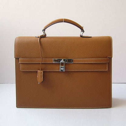 Luxury Hermes Briefcases Briefcase Cow Leather Coffee Bag