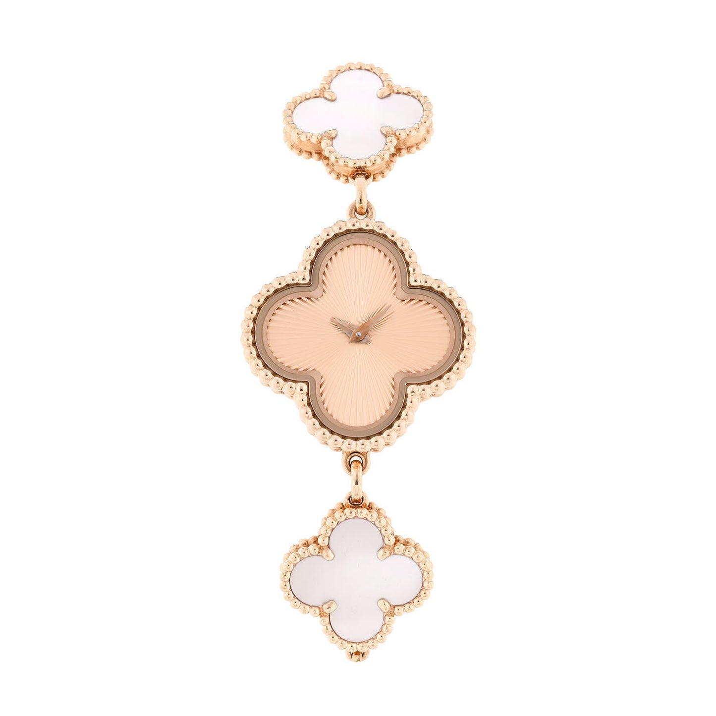18K Rose Gold Pink Mother of Pearl 23mm Alhambra Guilloche Quartz Watch