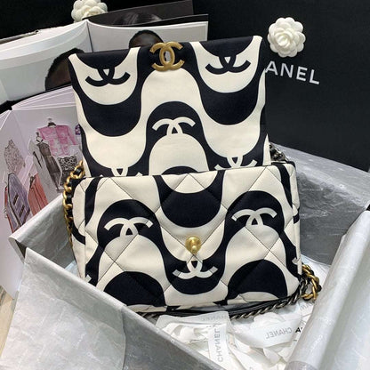 Chanel 19 Large Flap black ecru Leather bag