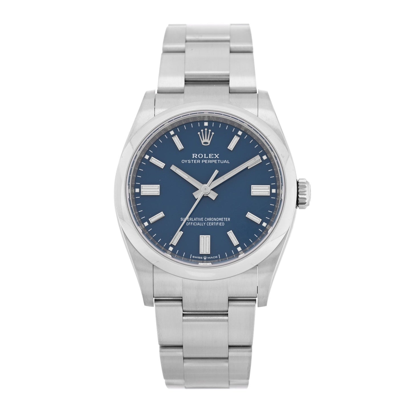 Stainless Steel 36mm Oyster Perpetual Watch Med Blue 126000