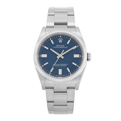 Stainless Steel 36mm Oyster Perpetual Watch Med Blue 126000