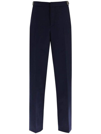 Luxury Bottega Veneta Wool Flannel Track Pants Navy