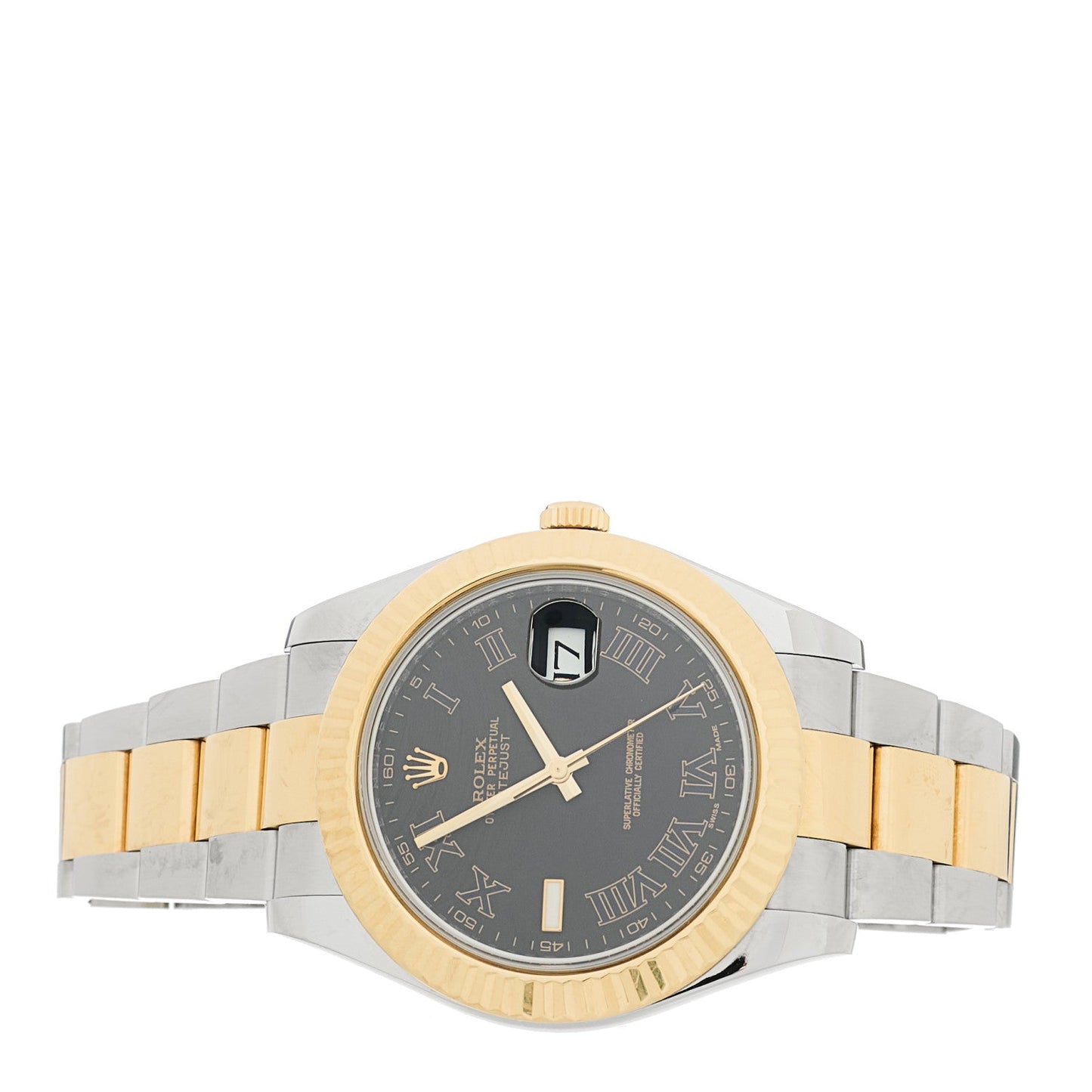 Stainless Steel 18K Yellow Gold 41mm Oyster Perpetual Datejust II Watch Black Roman 116333