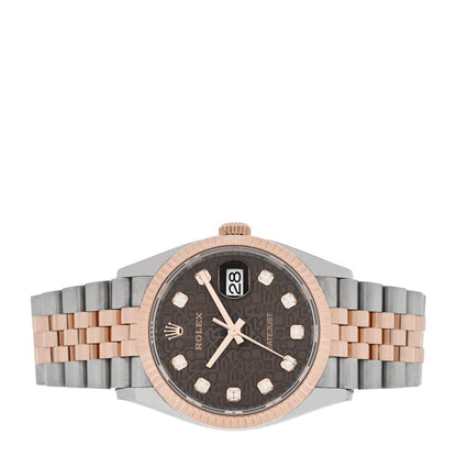 Stainless Steel 18K Everose Gold Diamond 36mm Oyster Perpetual Datejust Watch Chocolate Jubilee 126231