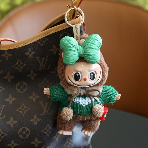 (Baby + clothes) Sitting party baby clothes plush vinyl face doll bag pendant girl gift
