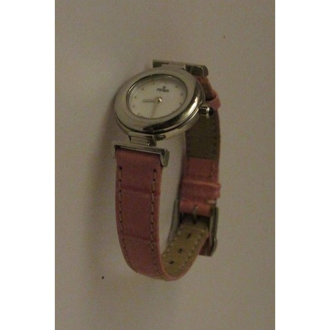 Fendi Satin Mother Of Pearl Pink Stainless Steel Submarine Mop Face And Crocodile Band Watch
