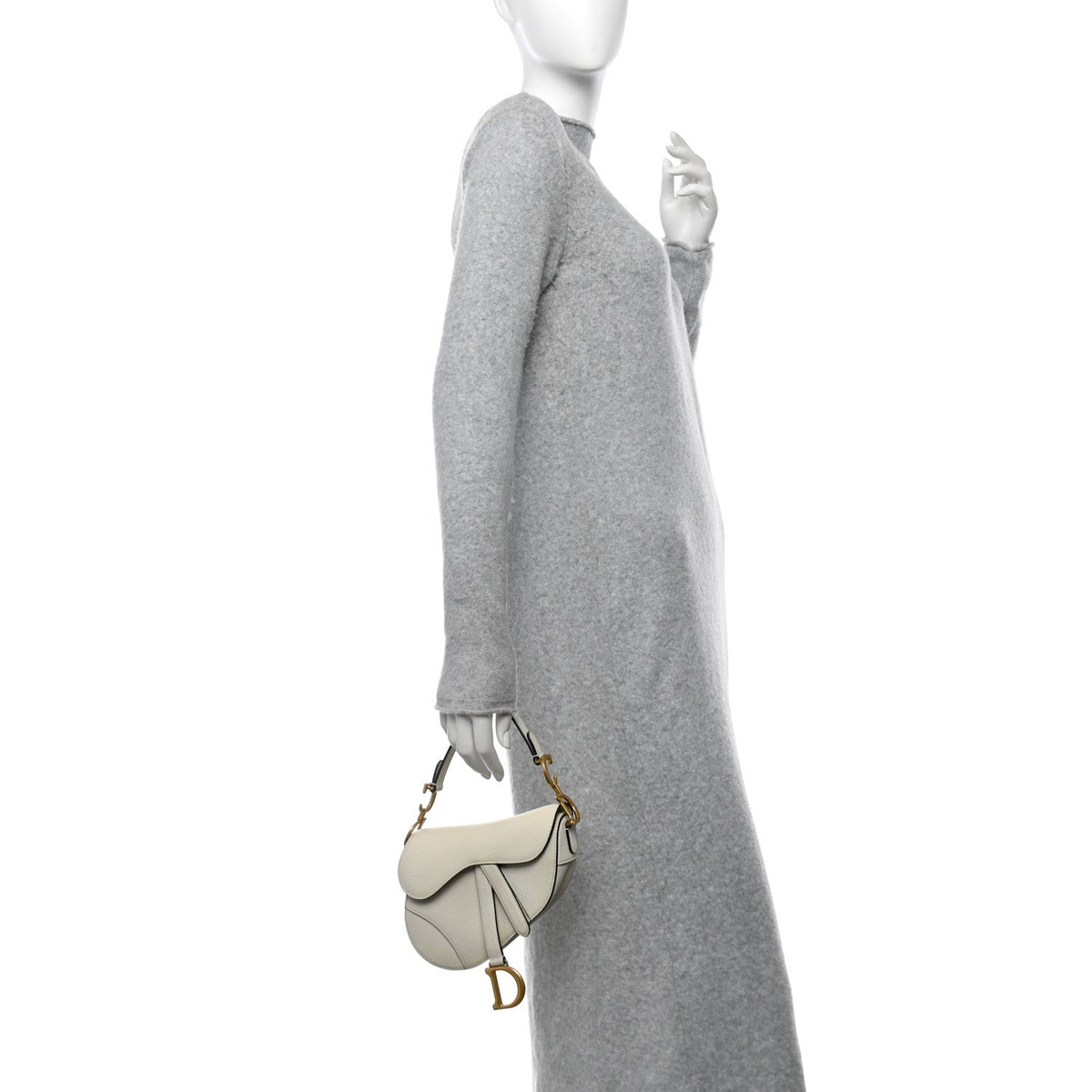 Christian Dior Grained Calfskin Mini Saddle Bag White Rovelle Bags