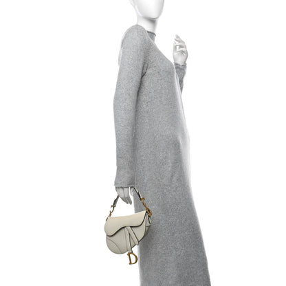 Christian Dior Grained Calfskin Mini Saddle Bag White Rovelle Bags