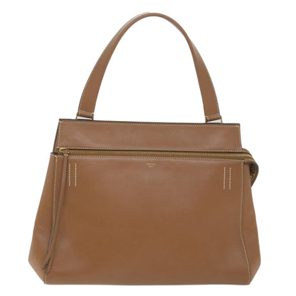 Luxury CELINE Edge Hand Bag Leather Brown 10092