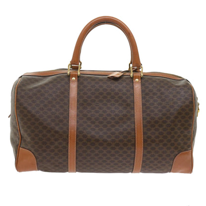 Luxury CELINE Macadam Canvas Boston Bag PVC Leather Brown 10153
