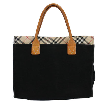 Burberry Label Auth Canvas Black Handbag Style 2