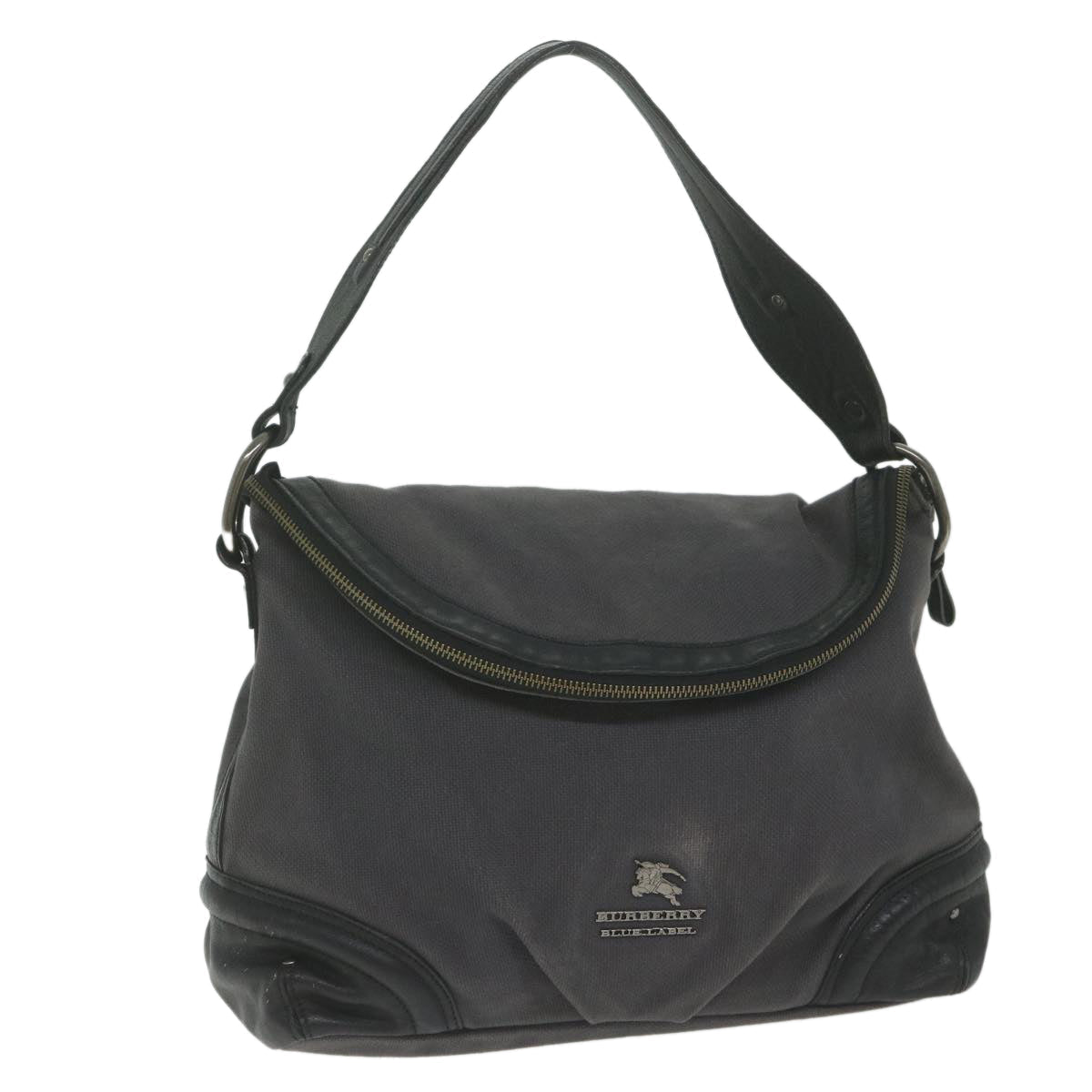Burberry Auth Canvas Gray Shoulder Bag