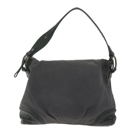 Burberry Auth Canvas Gray Shoulder Bag