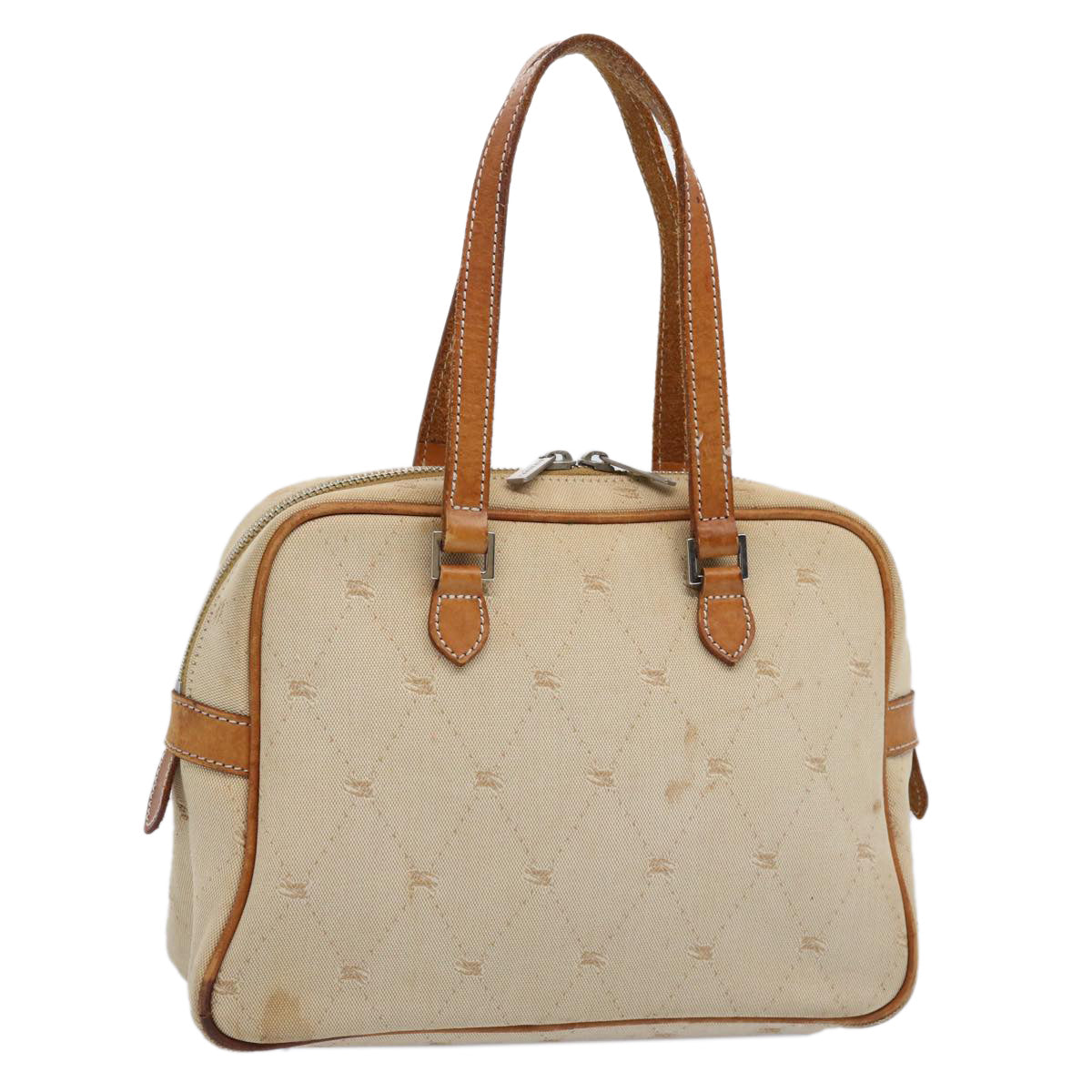 Burberry Label Auth Canvas Beige Handbag