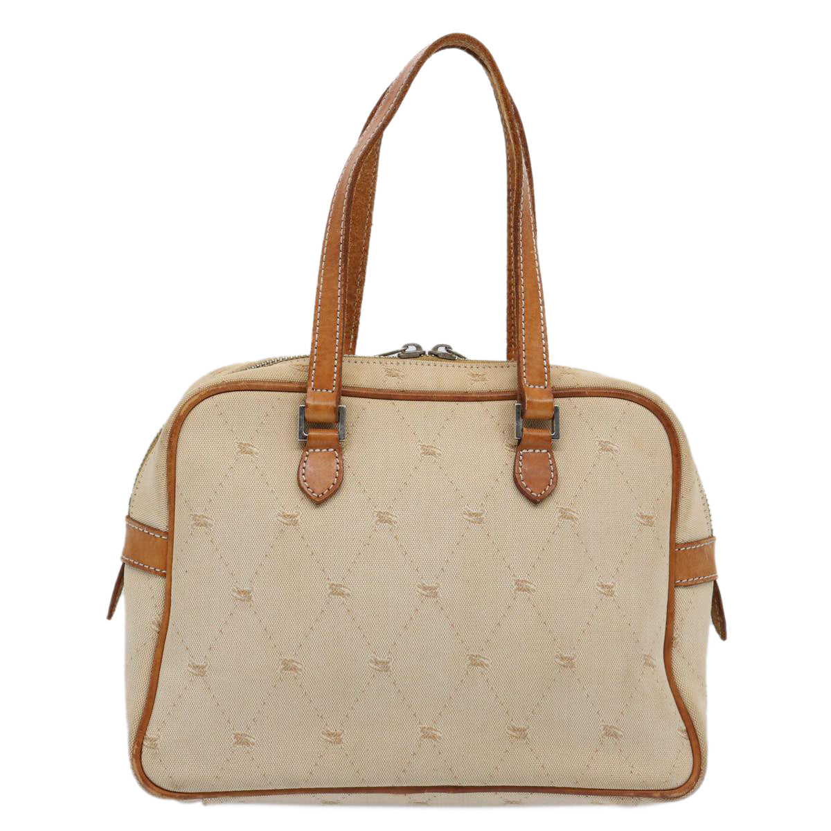 Burberry Label Auth Canvas Beige Handbag