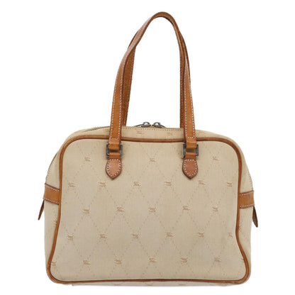 Burberry Label Auth Canvas Beige Handbag