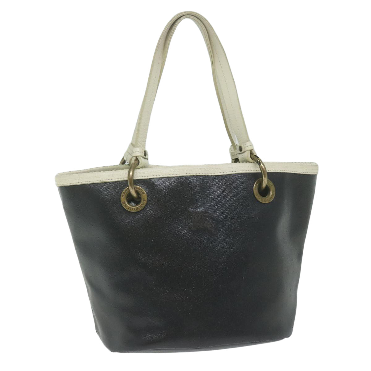 Burberry Label Coated Canvas Black Handbag