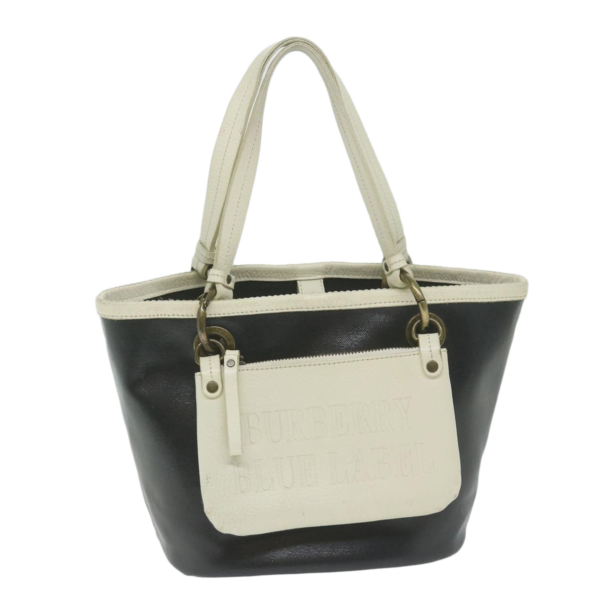 Burberry Label Coated Canvas Black Handbag