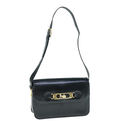 Luxury CELINE Shoulder Bag Leather Black 11462