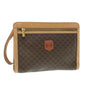 Luxury CELINE Macadam Canvas Clutch Bag PVC Leather Brown 11465