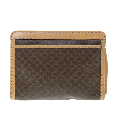 Luxury CELINE Macadam Canvas Clutch Bag PVC Leather Brown 11465