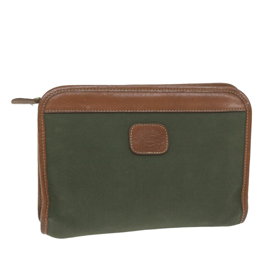 Burberry BURBERRYSs Auth Canvas Green Clutch Bag