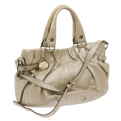 Luxury CELINE Hand Bag Leather 2way Gold Tone 11844