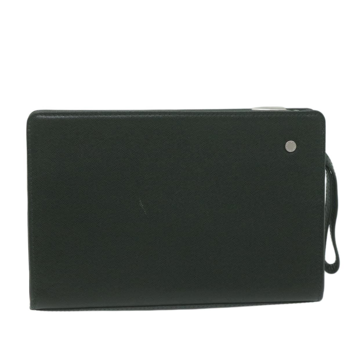 Burberry Auth Leather Green Clutch Bag