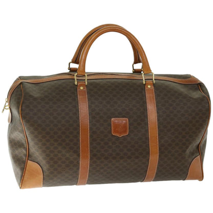 Luxury CELINE Macadam Canvas Boston Bag PVC Brown 12095