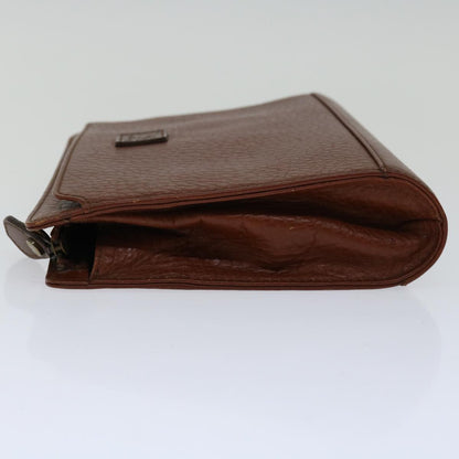Burberry BURBERRYSs Auth Leather Brown Clutch Bag