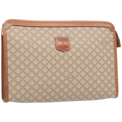 Luxury CELINE Macadam Canvas Clutch Bag Beige 12191