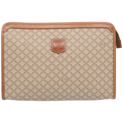 Luxury CELINE Macadam Canvas Clutch Bag Beige 12191