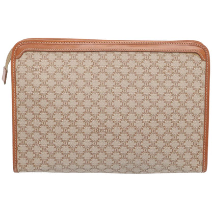 Luxury CELINE Macadam Canvas Clutch Bag Beige 12191