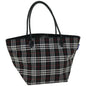 Luxury BurberrySs Nova Check Blue Label Tote Bag Nylon Black Auth bs12380