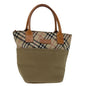 Luxury BurberrySs Blue Label Hand Bag Canvas Beige Auth bs12583