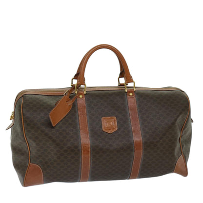 Luxury CELINE Macadam Canvas Boston Bag PVC Brown 12597