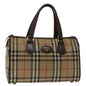 Luxury BurberrySs Nova Check Hand Bag Canvas Beige Auth bs12607