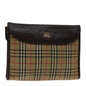 Luxury BurberrySs Nova Check Clutch Bag Canvas Beige Auth bs12774