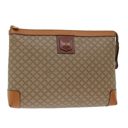 Luxury CELINE Macadam Canvas Clutch Bag Beige 13268