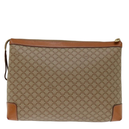 Luxury CELINE Macadam Canvas Clutch Bag Beige 13268