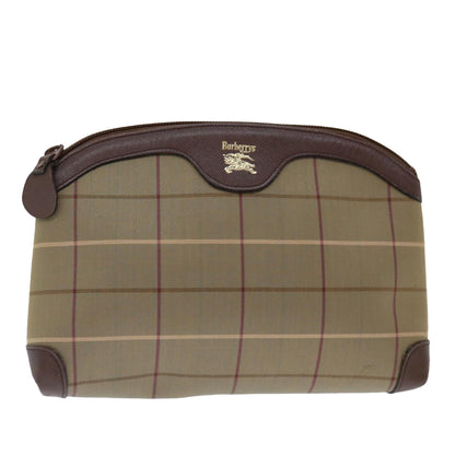 Luxury BurberrySs Nova Check Clutch Bag Canvas Brown Auth bs13397