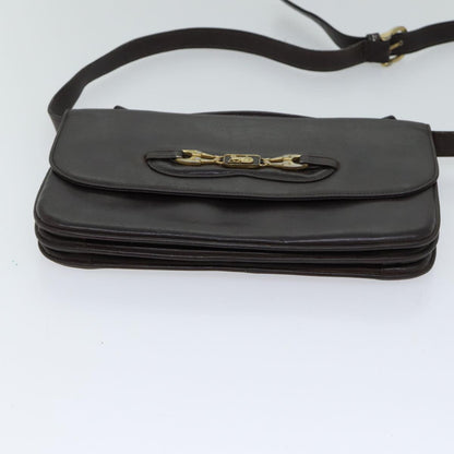 Luxury CELINE Shoulder Bag Leather Brown 13408