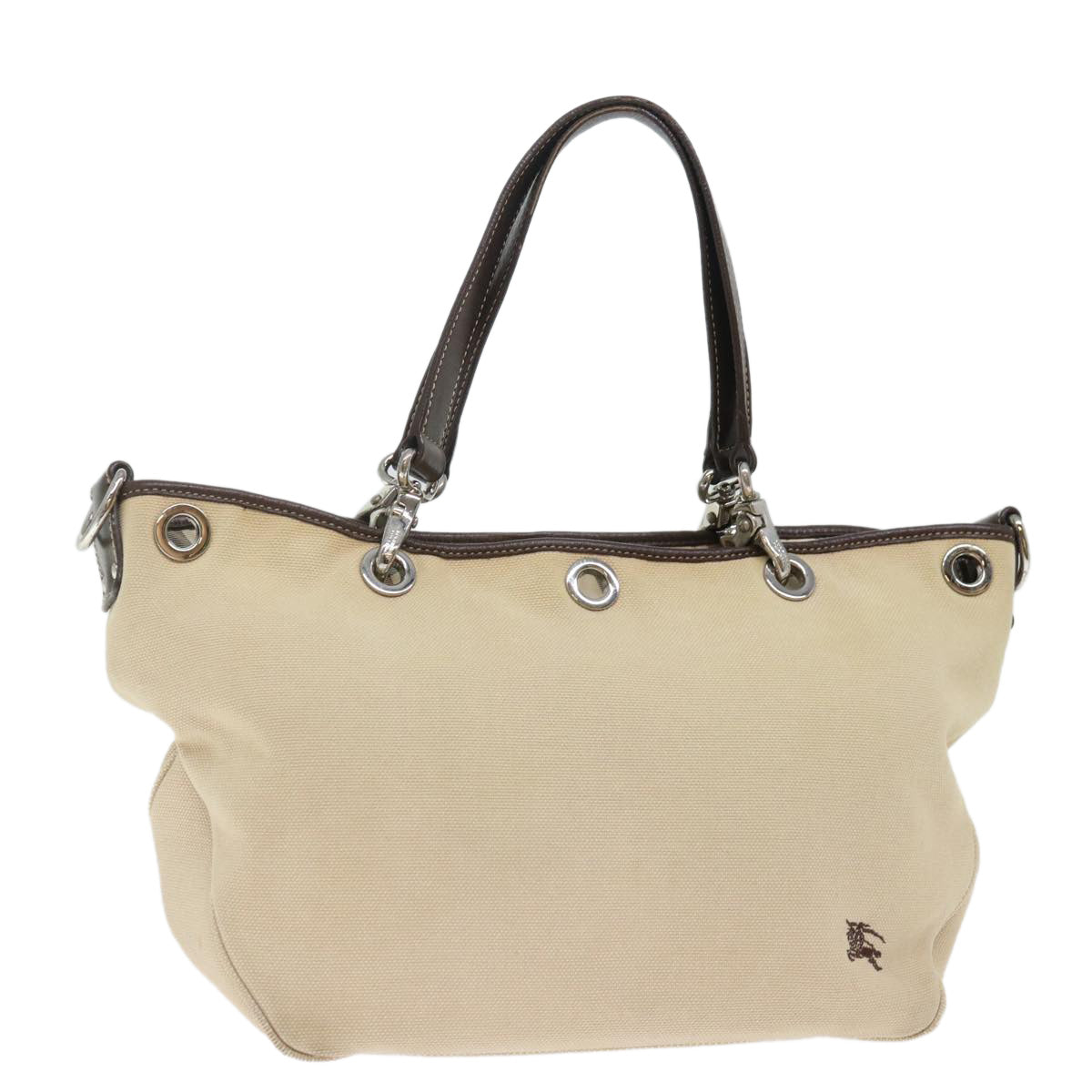 Burberry Label Auth Canvas Beige Handbag Style 2