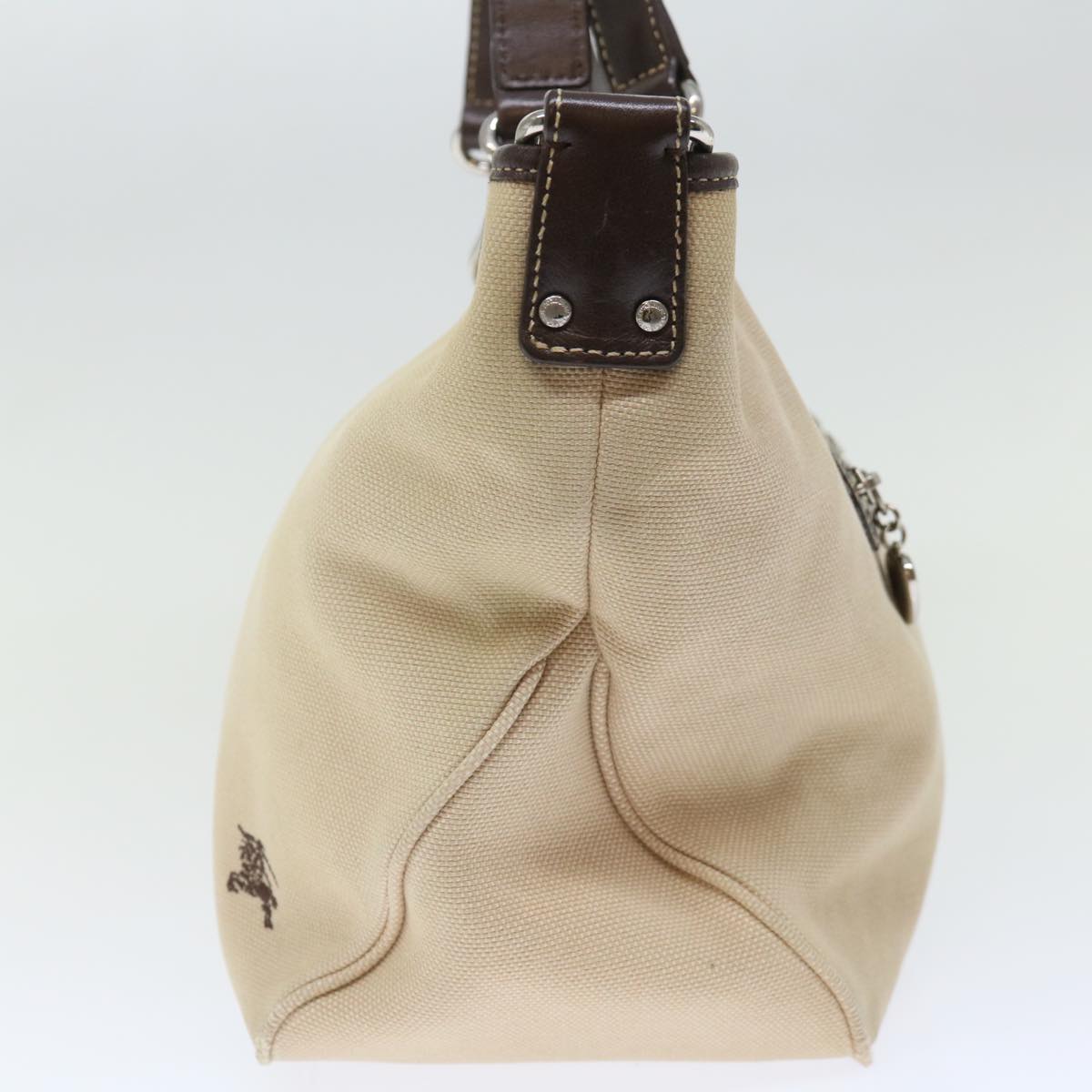 Burberry Label Auth Canvas Beige Handbag Style 2
