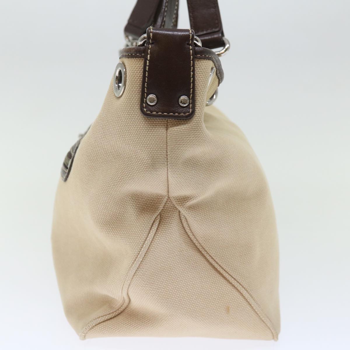 Burberry Label Auth Canvas Beige Handbag Style 2