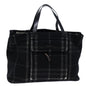 Luxury Burberry Nova Check Hand Bag Wool Black Auth bs13719